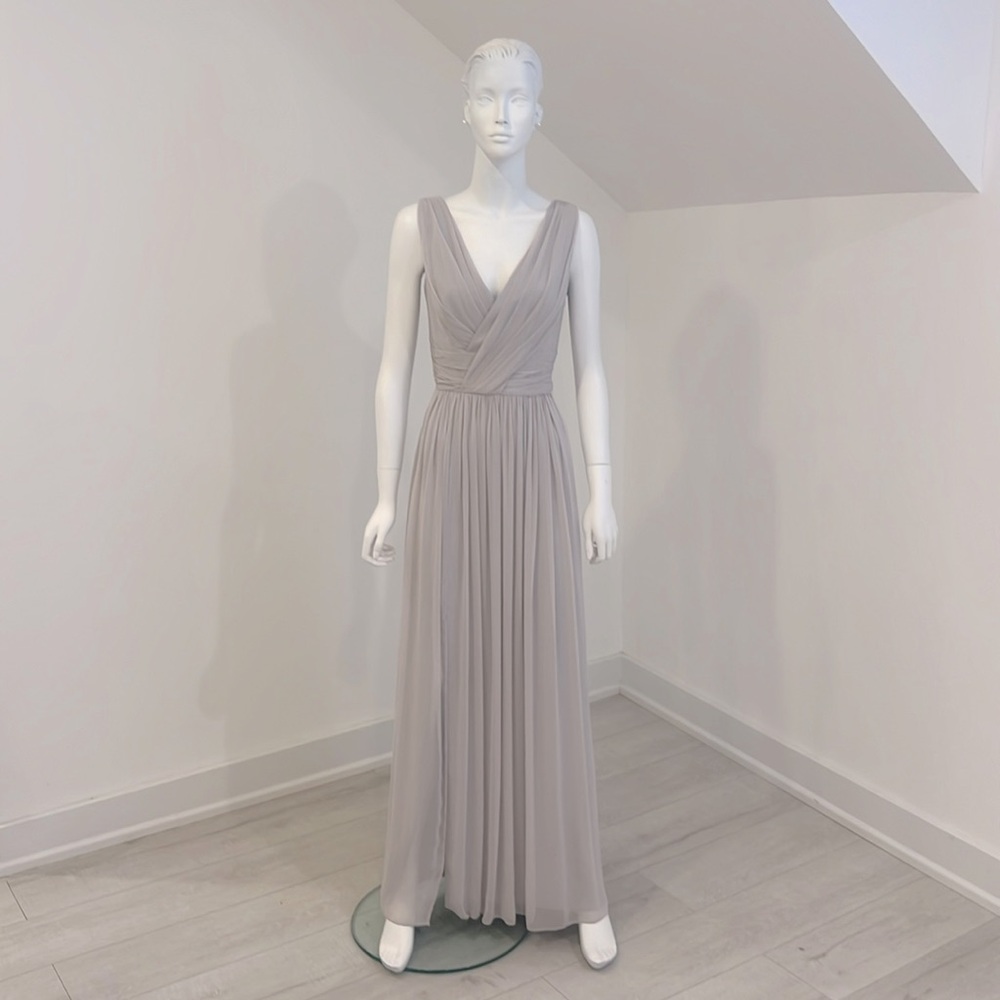 Sample Sale-NWT- Dessy- 2894-size 10-Oyster (Grey/Taupe)-chiffon- Pristine